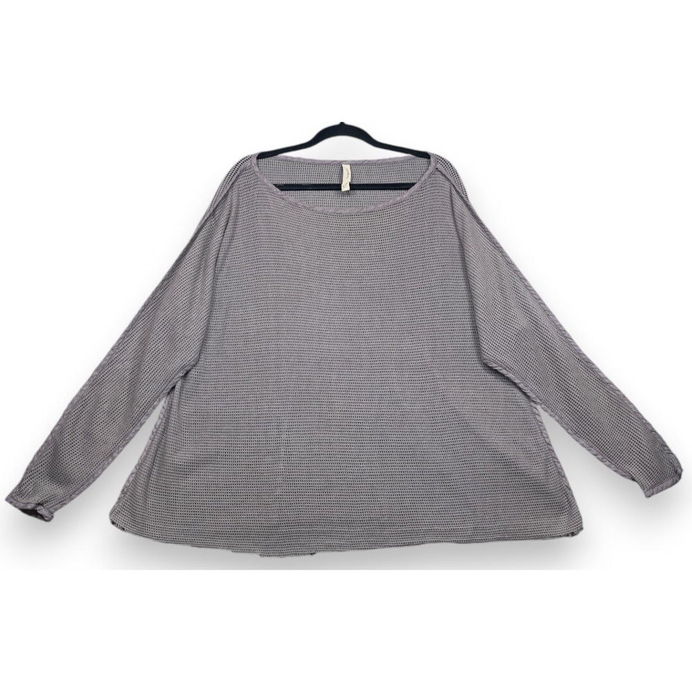 Cynthia Ashby Top Gray Small Mesh Lagenlook Boxy Tunic Layering Art To Wear